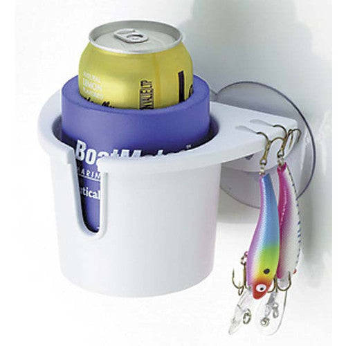 Boatmates Marine Drink Holder Plus, Compact Suction Cup Organizer with Lure and Plier Storage