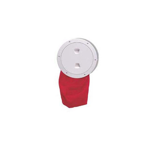 Beckson Marine 4 Inch Stow-Away Deck Plate with Storage Bag, White