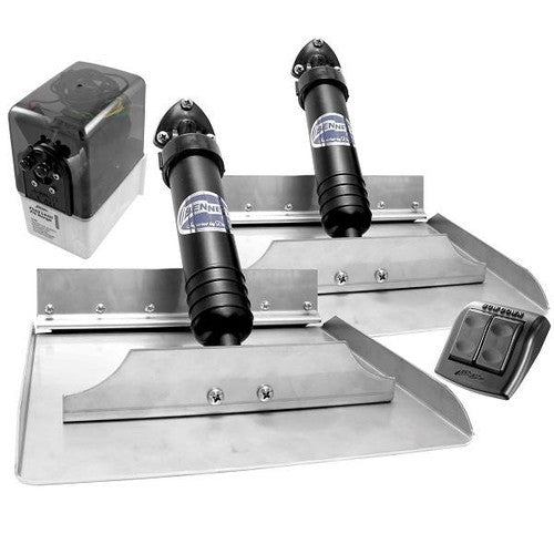 Bennett Marine Complete 12 in x 12 in Hydraulic Trim Tab Kit with Euro-Style Rocker Switch