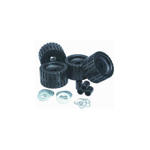 CE Smith Ribbed Roller Kit - Black Natural Rubber, 5 Inch x 3 Inch Rollers for 1-1/8 Inch Shaft, Part 29210