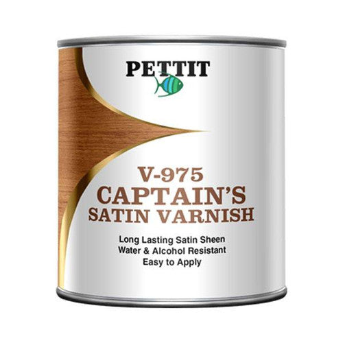 Pettit Captains Satin Sheen Varnish V-975, Satin Finish Polyurethane Interior Varnish, Quart