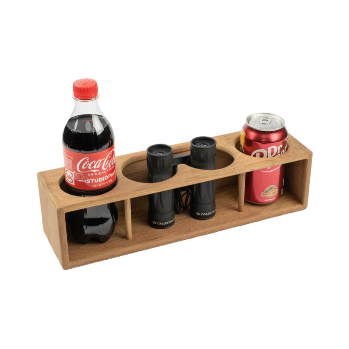 Whitecap 62632 14-3/8 Inch Premium Grade Teak Four Drink/Binocular Rack