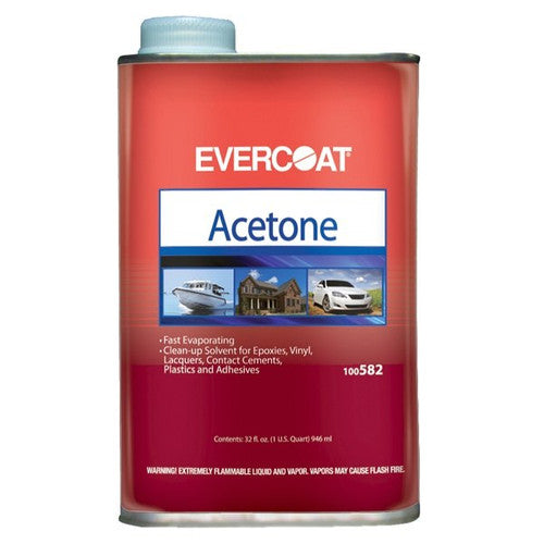 Fiberglass Evercoat Acetone - Quart, Fast-Evaporating Solvent for Resin, Epoxy, and Gelcoat Clean-Up