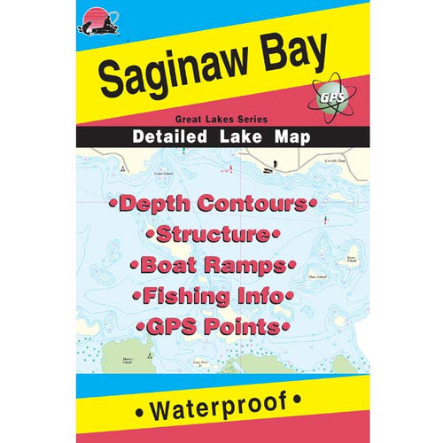 Fishing Hot Spots Saginaw Bay Michigan Fishing Map, Full Color Waterproof Chart
