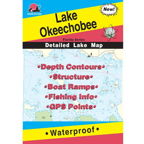 Fishing Hot Spots Lake Okeechobee Florida Fishing Map, L255