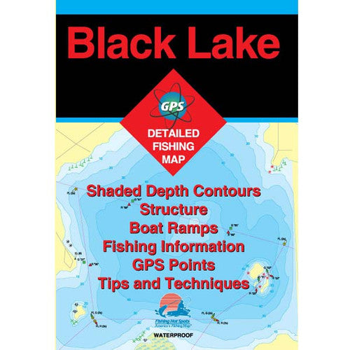 Fishing Hot Spots Black Lake New York Fishing Map, 24 x 36 Inch Fold-Out Paper Map