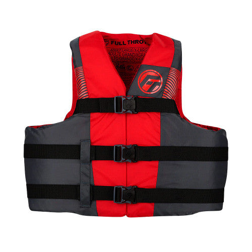 Full Throttle Adult Nylon Life Jacket - USCG Type III Approved, Red, Available in 2XL/4XL to 4XL/7XL