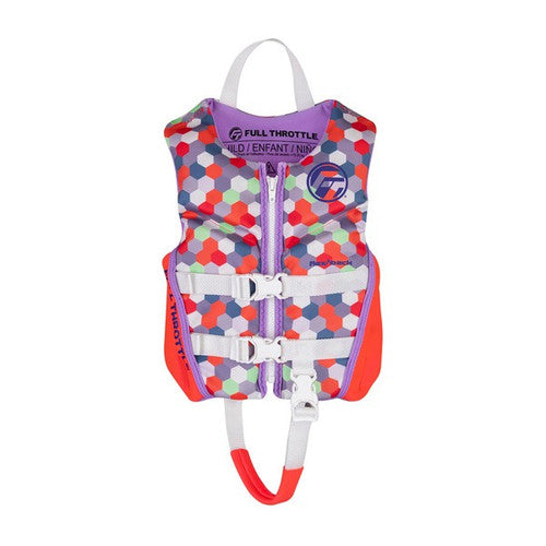Full Throttle Rapid-Dry Flex-Back Life Jacket, Pink, USCG Type III - Child & Youth, 33-88 lbs