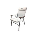 Gen3 Marine BC-25-5 White Padded Aluminum Deck Chair with High Back and Black Trim