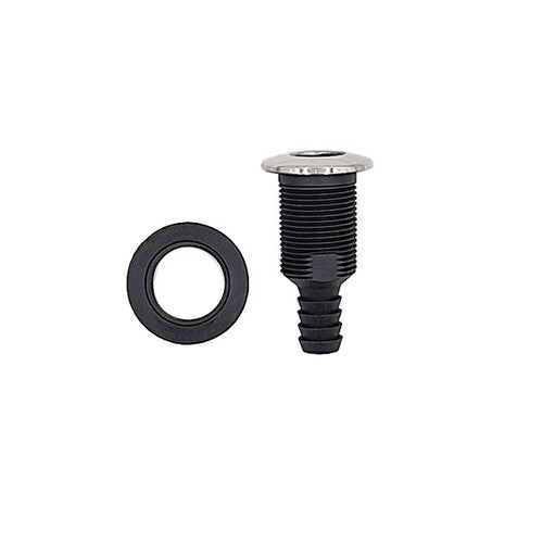 Gen3 Marine Plastic Thru-Hull Fittings with Stainless Steel Trim Cover - Available in 3/4" to 1"