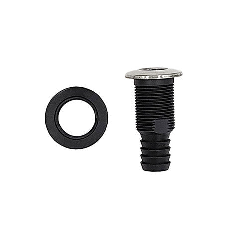Gen3 Marine Plastic Thru-Hull Fittings with Stainless Steel Trim Cover - Available in 3/4" to 1"