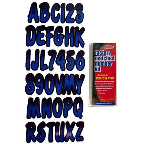 Hardline Products 3 Inch Boat Letter and Number Kit - Blue and Black or White and Black, 146 Decals