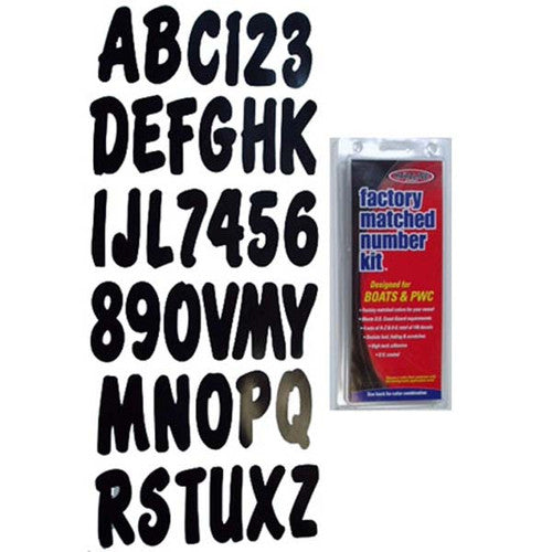 Hardline Products 3 Inch Boat Letter and Number Kit - Available in Black, Beige and Black, or Chrome and Black