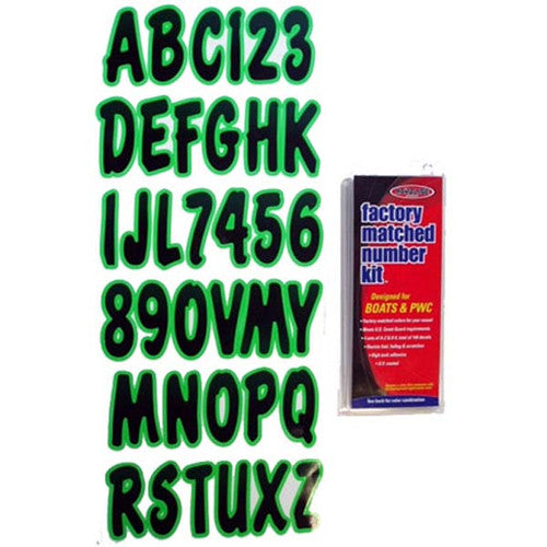 Hardline Products 3 Inch Boat Letter and Number Kit - 146-Piece Vinyl Decal Set, Available in Silver/Black, Black/Kiwi, White, Burgundy/Black, and Black/Red