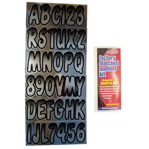 Hardline Products 3 Inch Boat Letter and Number Kit - Available in Black, Beige and Black, or Chrome and Black
