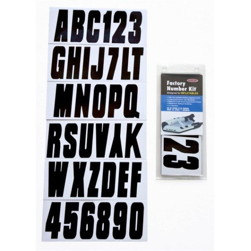 Hardline Products INFBLK350 Black Inflatable Boat Registration Letter and Number Kit, 146-Piece Vinyl Decal Set for Hypalon and PVC Boats