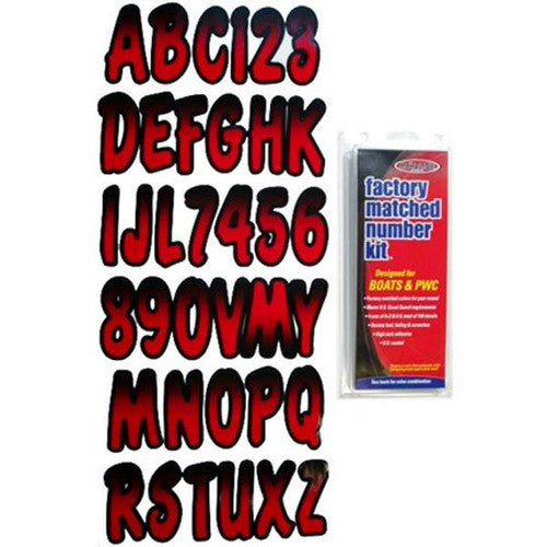 Hardline Products 3 Inch Boat Letter and Number Kit - 146-Piece Vinyl Decal Set, Available in Silver/Black, Black/Kiwi, White, Burgundy/Black, and Black/Red