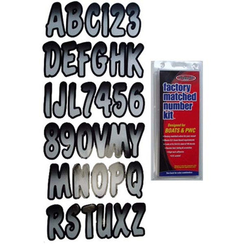 Hardline Products 3 Inch Boat Letter and Number Kit - 146-Piece Vinyl Decal Set, Available in Silver/Black, Black/Kiwi, White, Burgundy/Black, and Black/Red