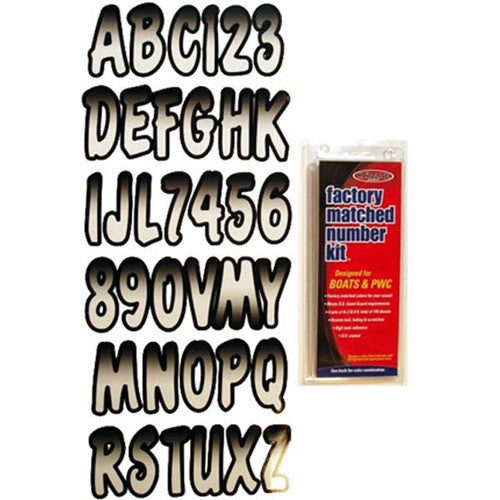 Hardline Products 3 Inch Boat Letter and Number Kit - Blue and Black or White and Black, 146 Decals