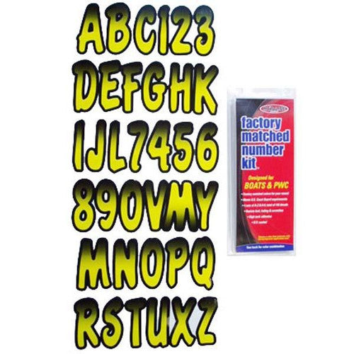 Hardline Products 3" Boat Letter and Number Kit, 146 Decals - Available in Yellow/Black or Red