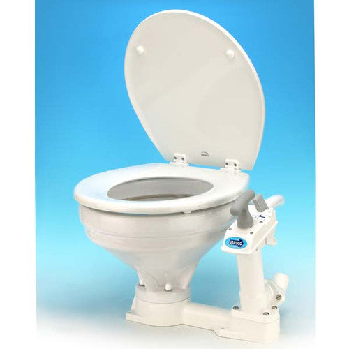 Jabsco 29120-5000 Manual Marine Toilet, Regular Bowl, Twist n Lock Handle, Wood Seat