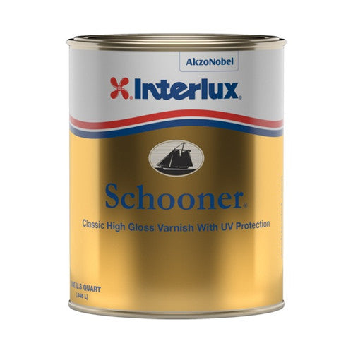 Interlux Schooner Varnish, Quart - High-Gloss Marine Varnish with UV Filters for Interior and Exterior Wood and Teak (MPN 5507935)