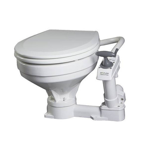 Johnson Pump AquaT Comfort Manual Marine Toilet, Vitreous Porcelain, Oval Seat, Part 80-47230-01