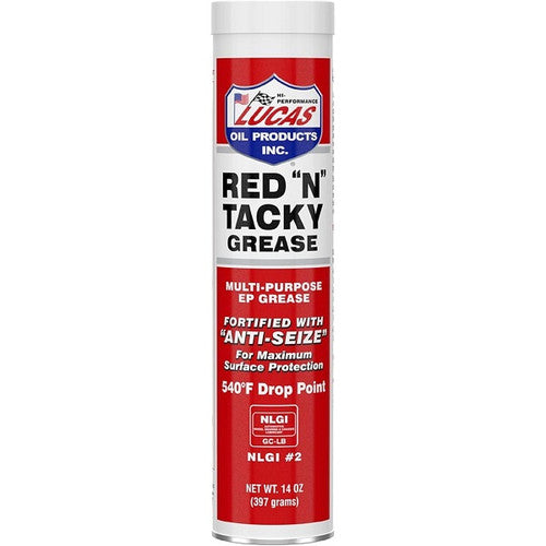 Lucas Oil Red "N" Tacky Grease Tube, 14 oz, Water Resistant Multi-Purpose Grease