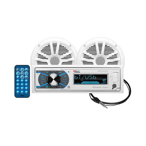 BOSS Audio Systems MCK632WB.6 Marine Bluetooth Stereo Receiver with 6.5 Inch White Speakers and Antenna