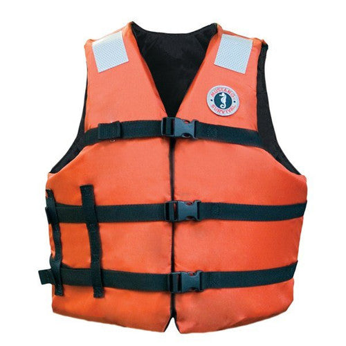 Mustang Survival Universal Type III Life Jacket with SOLAS Reflective Tape, Orange, Adult Universal Fit