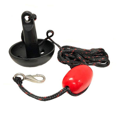 Gen3 Marine 8 lb Black Vinyl Mushroom Anchor Kit with Rope, Snap Hook, and Float