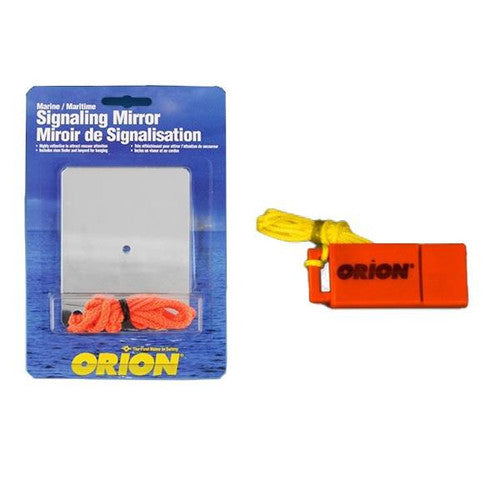 Orion Whistle & Mirror Signaling Kit, 10-Mile Visibility Rescue Mirror & 116 dB Whistle