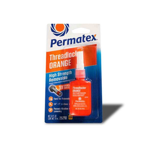 Permatex High Strength Threadlocker Orange 10ml - Removable Locking Compound for 1/4 in to 1 in Fasteners (25210)