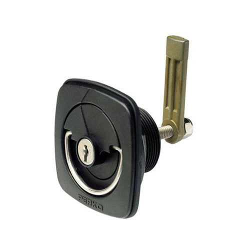 Perko 1081DP3BLK Flush Lock and Latch, Black, Smooth or Carpet Surface