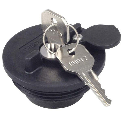Perko 1324DP0BLK Locking Gas Cap for 1-1/2 Inch Non-Vented Fills, Black, Fits Fills 1313 and 1399