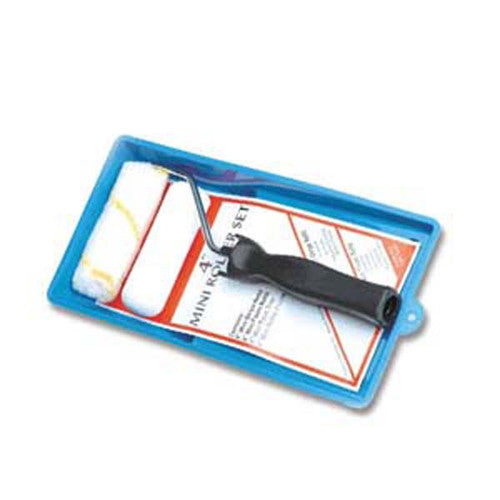 Redtree 4in Mini Paint Roller Set - Frame, Tray, Foam & 1/2in Nap Refills