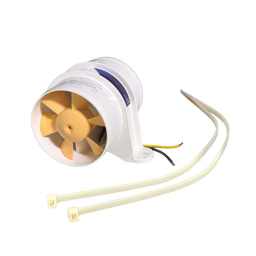 Shurflo 4" Yellow Tail In-Line Bilge Blower, 220 CFM, 12V Marine Ventilation Fan