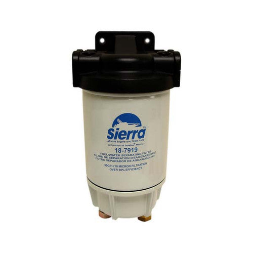 Sierra 18-7951 Fuel Water Separator Filter Kit, 1/4 Inch Aluminum with Metal Drain Bowl, 10 Micron