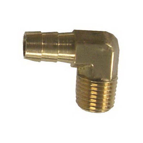Sierra Fuel Elbow 18-8067, 90 Degree Brass, 3/8 Inch Barb x 1/4 Inch NPT