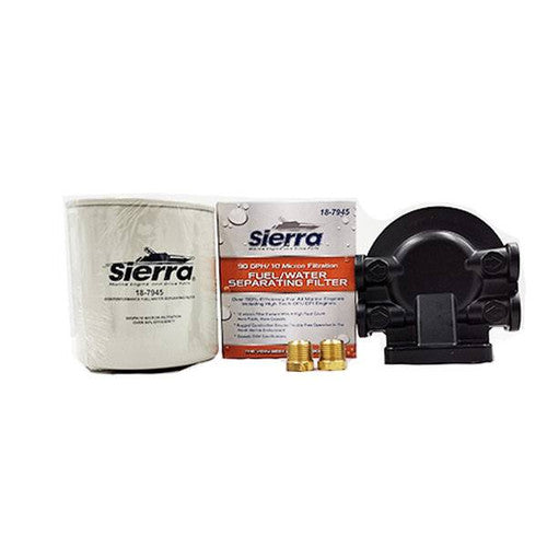Sierra 18-7986-1 Fuel Water Separator Filter Kit, Aluminum Tall Filter, 10 Micron, 3/8 Inch Pipe Plugs