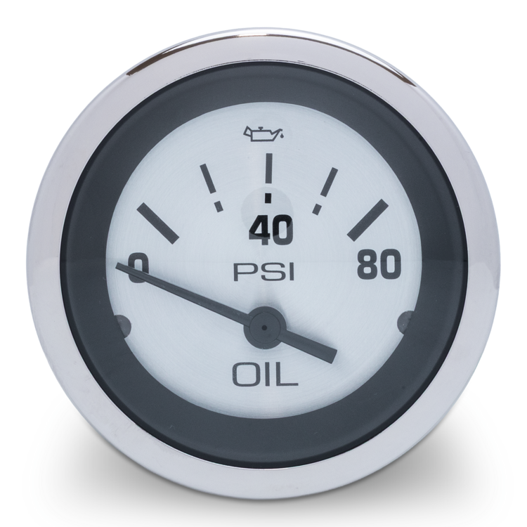 Sierra Oil Pressure Gauge, Sterling 2 Inch Dial, 0-80 PSI, Part Number 63479P