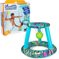 SwimWays Hydro Spring Hoops Inflatable Basketball Set, Floating Basketball Net and Ball for Pool, Ages 5+