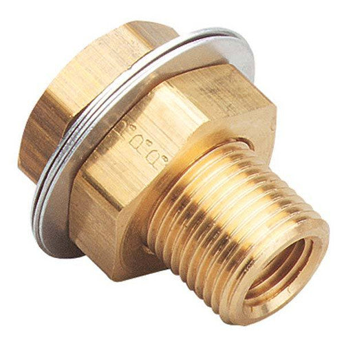 Moeller Marine Brass Bulkhead Fitting, 1/4 in. Female NPT