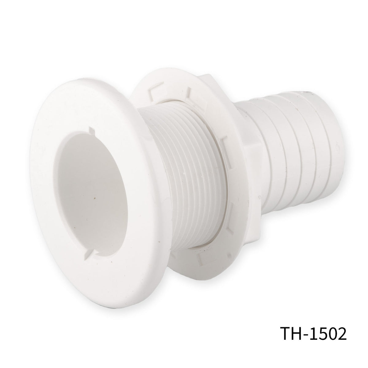 T-H Marine Straight Thru-Hull Fitting, 1-1/2 Inch, White, TH-1502