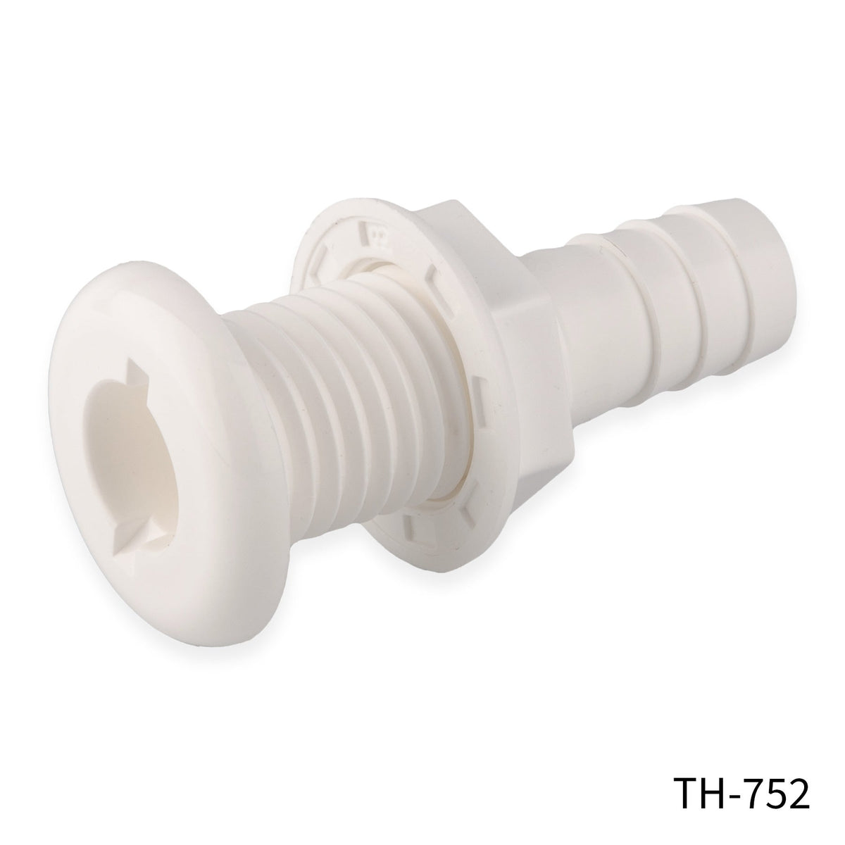 T-H Marine TH-752 Straight Thru-Hull Fitting, White, 3/4 Inch Hose Barb