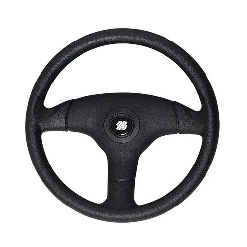 Uflex V60 Antigua Steering Wheel, Black - 15 Inch 3-Spoke Thermoplastic Antishock with QDH Hub