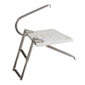 JIF Marine O/B 2-Step Telescoping Transom Swim Platform, 1 Stainless Steel Arm, Top Mount Boat Ladder