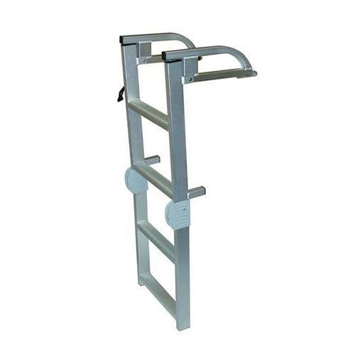 JIF Marine Aluminum Folding Pontoon Ladder, Model ASL, 250 lb Capacity, 4-Step