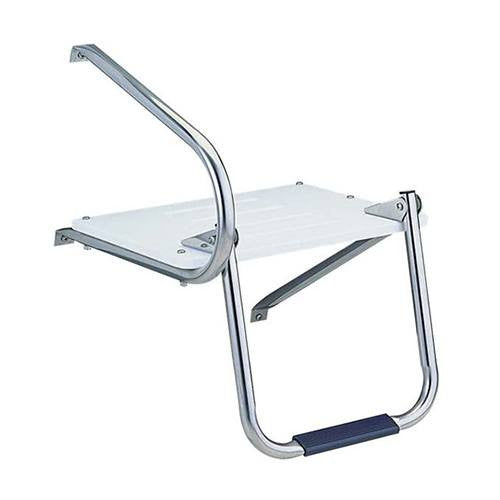 Garelick 19535 Outboard Swim Platform with Fold Down Ladder, Gray HDPE, Stainless Rails