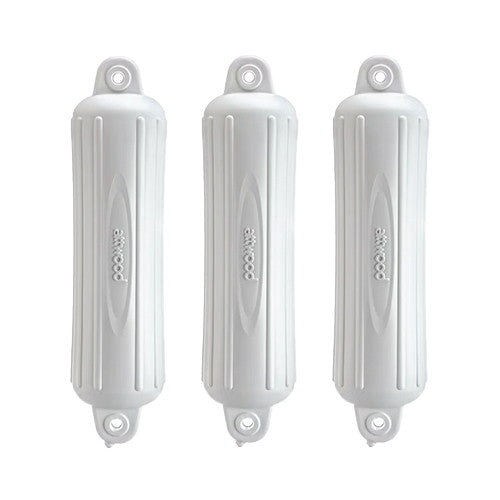 Attwood 93553P2 SoftSide Oval Boat Fender, White, 5 Inch Diameter, 3-Pack